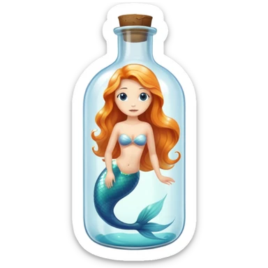white mermaid in bottle sticker