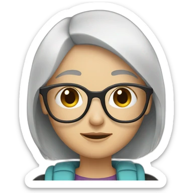 Couple of two girls one with white hair and other with short brown hair and glasses sticker
