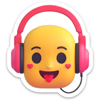 emoji with headphones, heart eyes, listening to music sticker