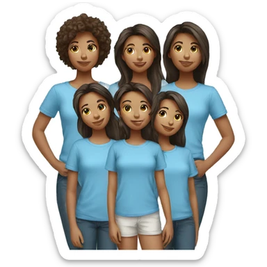 4 GIRLS AND 3 GIRLS WEARING  SKY BLUE T-SHIRT sticker