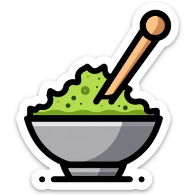 wasabi grinder with fresh wasabi root, traditional Japanese utensil sticker