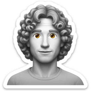 a white man with curly mid-length sticker
