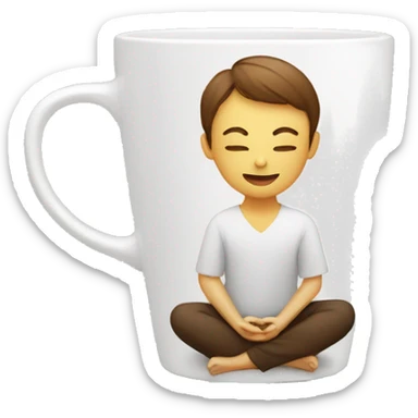 a person sitting in a lotus pose inside a coffee cup sticker