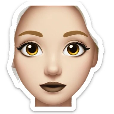 Girl with pale skin and black side park with eyeliner and lashes sticker