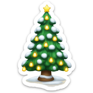 A Christmas tree with snow and lights sticker