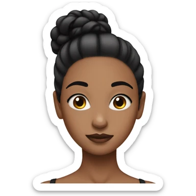 Light medium girl with slick black bun  sticker