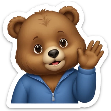 i want a animated bear like dudu the bear sends a kiss with his left hand then right hand sticker