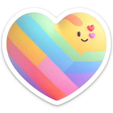 rainbow pride heart, 3D emoji style, no text, with a pastel color palette sticker