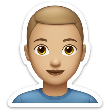 BLUE EYES BROWN BUZZ CUT LIGHT SKIN ROUND FACE GIRL sticker