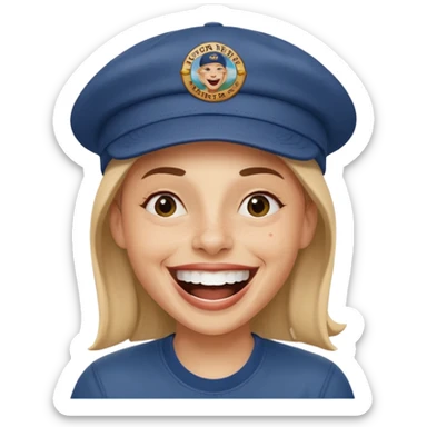 Crea una persona con una gorra de marca riéndose y abajo diga victornext siempre para serviles sticker