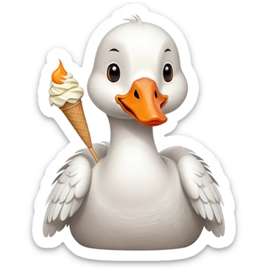 Goose eating ice cream sticker