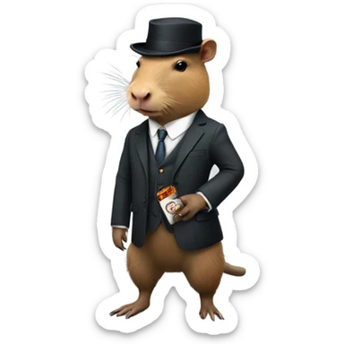 Capybara dressed like peaky blinders and smoking a cigarette  sticker