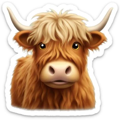 Fluffy highland cow sticker