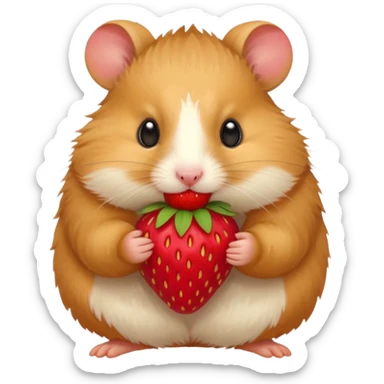 hamster eating strawberries sticker