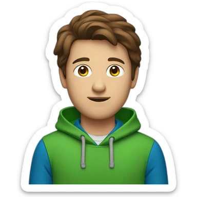 A brown hair guy with a green hoodie and blue pants sticker