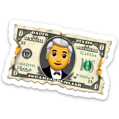 Ripped in half dollar bill sticker