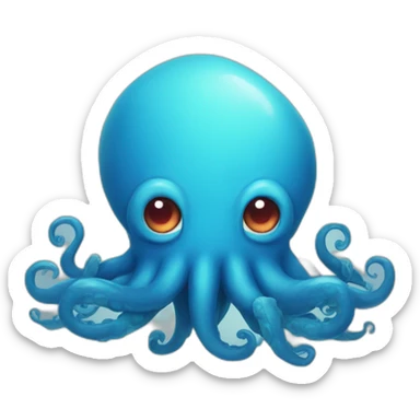 Cute blue kraken with hearth in his eyes sticker