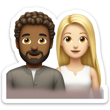 white girl with dark brown hair next to a blonde man with beard sticker