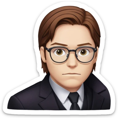 zemo brown hair with glasses, black suit marvel from captain america: civil war sticker