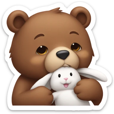 Bear holding bunny close to face sticker