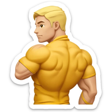 Emoji of Shoulders Muscle from side view, the human is yellow like on iphones. He has big shoulders. sticker