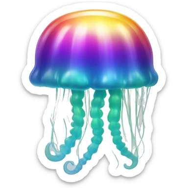 Gradient rainbow shimmery iridescent jellyfish sticker