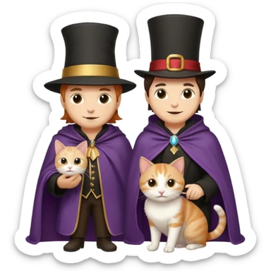 magician couple and their pet cat sticker