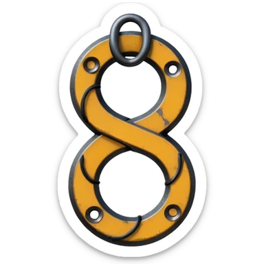 Emoji, gothic chain link shaped as number 8, forged from matte black steel, industrial form, subtle metal texture, no glow, no neon, flat emoji design, centered, transparent background sticker