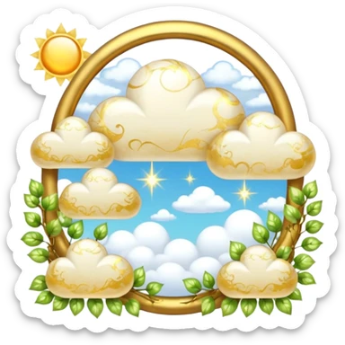 White and glittery gold with marble stones, vines, divine, heavenly, spiritual, pure, glowing, cute clouds, sunshine, sparkly, beautiful, elegant, luxurious, pretty, aesthetic scenery scene picture   sticker