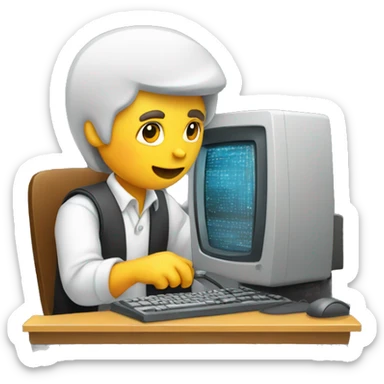 Graphic designer working on an old computer sticker