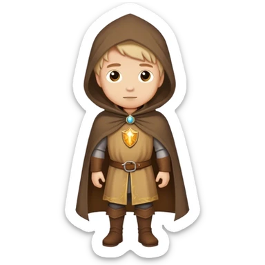 Boy walking with brown medieval mantle sticker