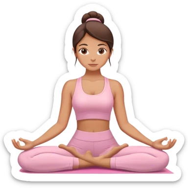 Brunette girl doing yoga in light pink clothes sticker