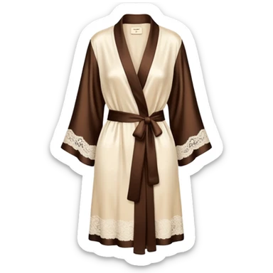 Cream and dark brown silk lace robe sticker