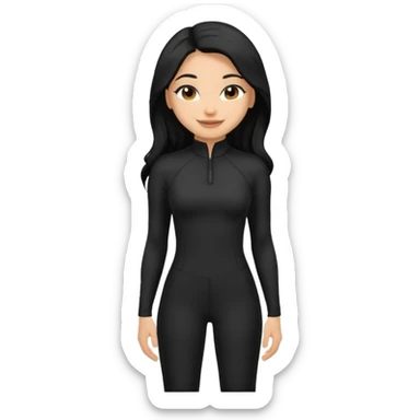 Make a lightskin Hispanic girl with long black hair. Wearing an all black tight jumpsuit  sticker