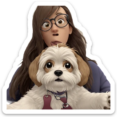 girl with dog and glasses sticker