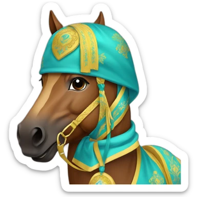 Kazakh with Kazakh clothes in a horse sticker