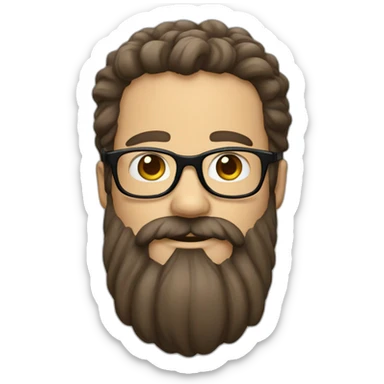 guy with very tall beard and brown hair and glasses sticker