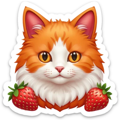 I want a cute cat with strawberries sticker