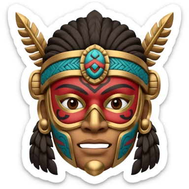 face full maya masked tradational mayan warrior sticker