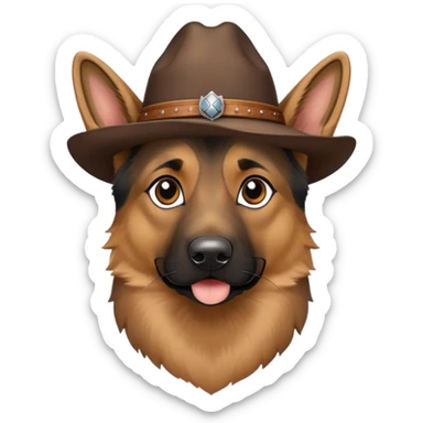 German shepherd with cowboy hat sticker