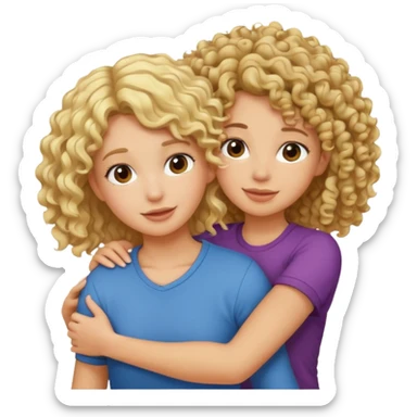 A blonde girl piggybacking on top of her curly-haired brunette friend sticker