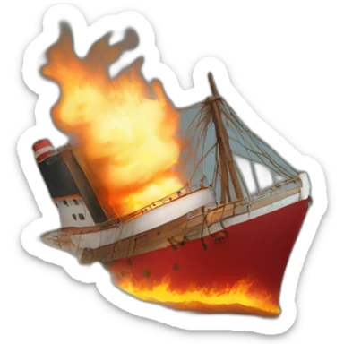 ship sinking on fire sticker