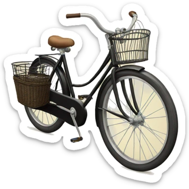  vintage black bicycle  with a front basket  sticker