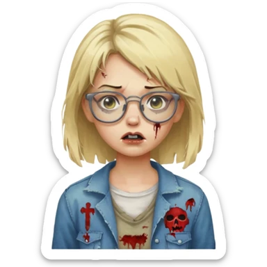 apple zombie emoji girl blonde with glasses sticker