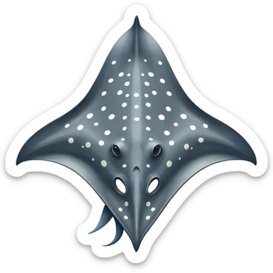 Spotted eagle sting ray with long stinger viewed from above sticker