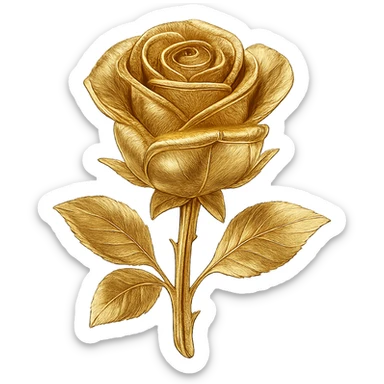 gold rose, ornate, decorative flourishes sticker