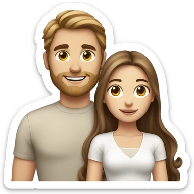 Long Brown hair girl and brown hair white man holding long hair tabby cat  sticker