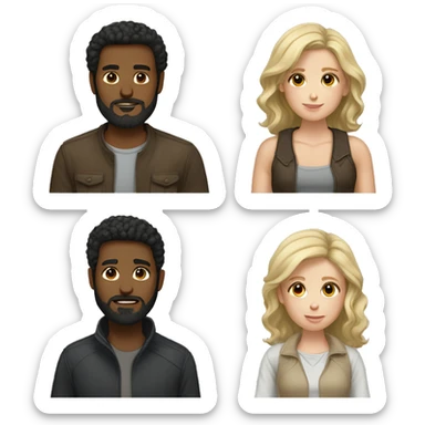 White couple with brown hair girl with man black hair beard sticker