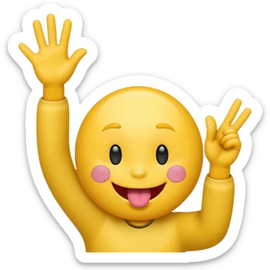 a emoticon with the tongue out, holding up both hands in a shape of an L sticker