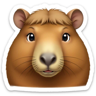 Cinematic Noble Capybara Portrait Emoji, Poised and serene, with a robust, rounded build covered in soft, earthy fur and gentle, wise eyes, Simplified yet sharp and sophisticated features, highly detailed, glowing with a warm, natural glow, high shine, intelligent and calm, stylized with an air of understated authority, focused and attentive, soft glowing outline, capturing the essence of a watchful and confident guardian that feels as though it could step out of the screen with effortless authority! sticker